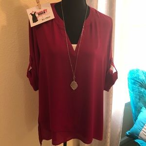 New York & Co. Cranberry Blouse Size Medium